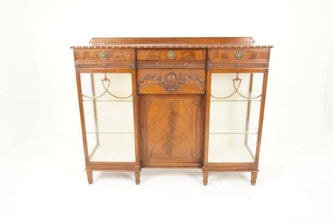 Carved Walnut Display Cabinet, China Cabinet, Scotland 1900, H877 Cover