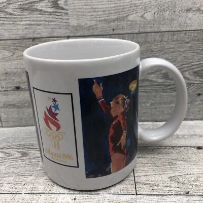 HALLMARK 1996 Olympics Coffee Mug - Atlanta, GA Gymnastics Running Swimming - Image 1 of 4