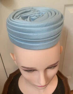 Alice Original Pillbox Hat Blue Silk Pleated Lined Derby Vtg Ladies Fancy Church - Picture 1 of 5