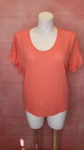 Gap Women's Orange Linen Round Neck Short Sleeve Pullover T-Shirt Top Size Large - Picture 1 of 8