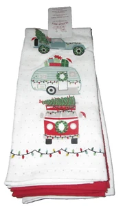 CHRISTMAS Kitchen Towel Set ~ BRINGING HOME THE GIFTS AND TREE- Set of 3 Towels - Picture 1 of 3