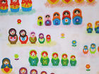 SMALL RUSSIAN NESTING DOLLS SET WHITE COTTON FABRIC FQ