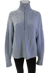 Naadam Womens Cabnle Knit Turtleneck Sweater Sky Blue Wool Blend Size Medium - Picture 1 of 7