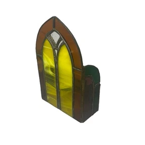 Stained Glass Candle Holder Arts Craft Vintage Handmade Cathedral Shade - Imagen 1 de 6
