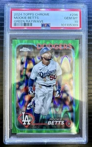 2024 Topps Chrome - Mookie Betts #296 Green Raywave Refractor /99 POP 2 PSA 10 - Picture 1 of 3