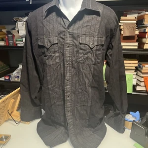 Panhandle Slim Black Gray Cowboy Pearl Snap Shirt Mens 18-36 Long Sleeve Western - Picture 1 of 8