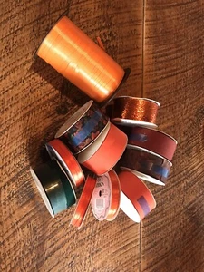 Lot Of 11 Vintage Ribbon Spools Craft New Old Stock NOS Michaels Fall Colors - Picture 1 of 6