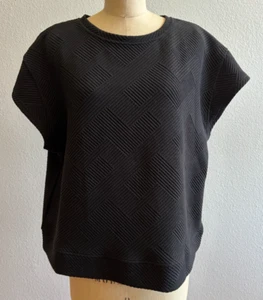 See and Be Seen Black Sweatshirt Top Womens Size Medium Textured Quilted EUC - Picture 1 of 6