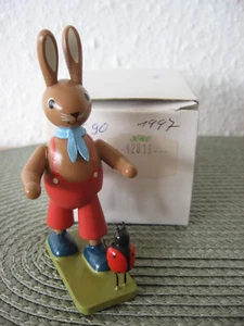 KWO seltener Hase mit Marienkäfer Erzgebirge ca. 9,3 cm + KWO OVP - Leichsenring - Bild 1 von 11