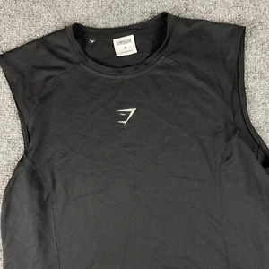 Gymshark Tank Top Shirt Medium Black Athletic Sleeveless Training Workout Men's - Picture 1 of 9