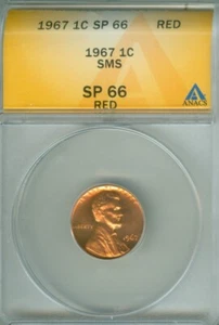 Lincoln Cent 1967 SMS ANACS SP-66 rojo (1824633) - Imagen 1 de 4