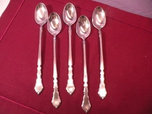 Set Of 5 Oneida Stainless Royal Chippendale Iced Tea Spoons 7 1/2" - Picture 1 of 5