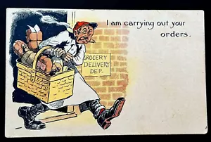 Antigua postal con matasellos de 1908 de colección postal postal artista tarjeta de dibujos animados - Imagen 1 de 3