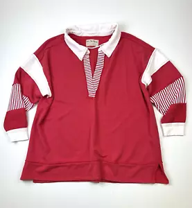 We The Free Sz XL Clean Prep Polo Pullover Sweatshirt Oversized Nautical Striped - Picture 1 of 6