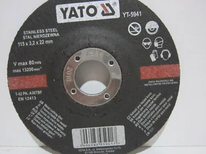 YATO STAINLESS STEEL CUTTING DISC'S. 115mm X 3.2mm THICK. - Picture 1 of 12
