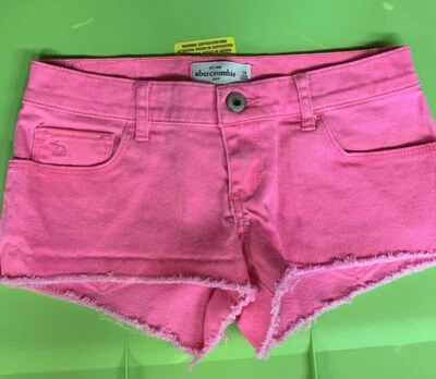 NWOT Abercrombie A&F Kids Girl's Denim Shorts Size 14 Neon Pink - Image 1 of 4