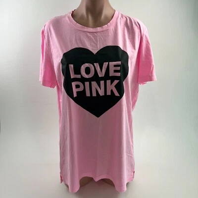 Victoria's Secret PINK Cotton Short Sleeve Crew Neck T-Shirt w/Logo Pink  XS NWT - Image 1 of 4