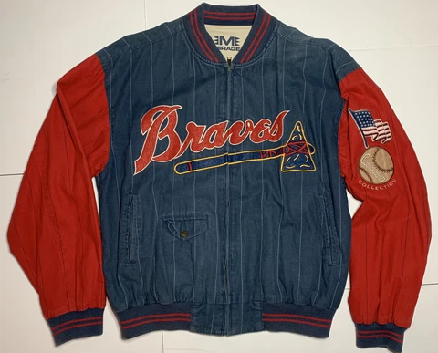 Vintage MLB BRAVES 1991 Cooperstown Collection MIRAGE Jacket Size Medium Cover