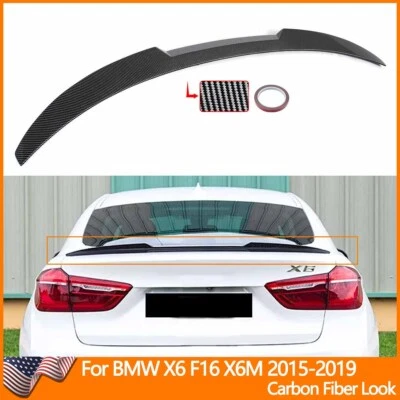 For BMW X6 F16 2015-2019 M4 Style Rear Trunk Spoiler Wing Lip Carbon Fiber Look Foto 1 de 4