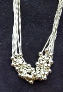 925 Sterling Silver Ball Bead Chain Necklace  Choker  Unusual Design 17 - 18" - Picture 1 of 6