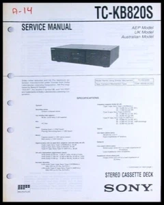 Sony TC-KB820S Kassette original gedrucktes Servicehandbuch mit kompletten Diagrammen - Bild 1 von 1