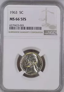 1963 5c FS Jefferson Nickel NGC MS66 5FS 6279423-003 - Picture 1 of 2