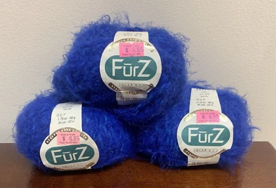 Lote de 3 hilos Berroco FurZ Italia 38236 azul 90 yardas cada uno nailon lana acrílico Foto 1 de 4