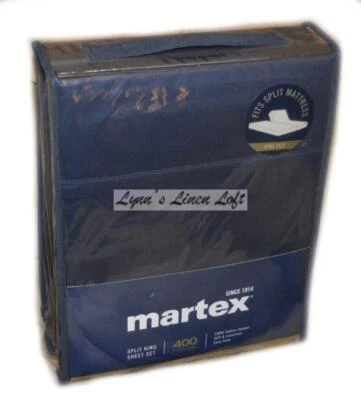 MARTEX Tempurpedic Mood Indigo KING SPLIT SHEET SET Cotton Sateen 400TC 5PC - Imagem 1 de 4