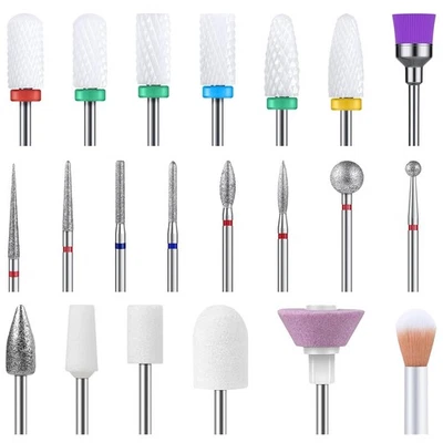 Juego de 21 brocas para uñas, lima de uñas eléctricas para cutículas de diamante Foto 1 de 4