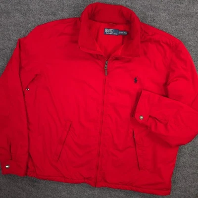 Jaqueta Bombardeiro Vintage Polo Ralph Lauren Masculina XXL Forrada de Lã Vermelha Isolada Anos 90 - Imagem 1 de 4