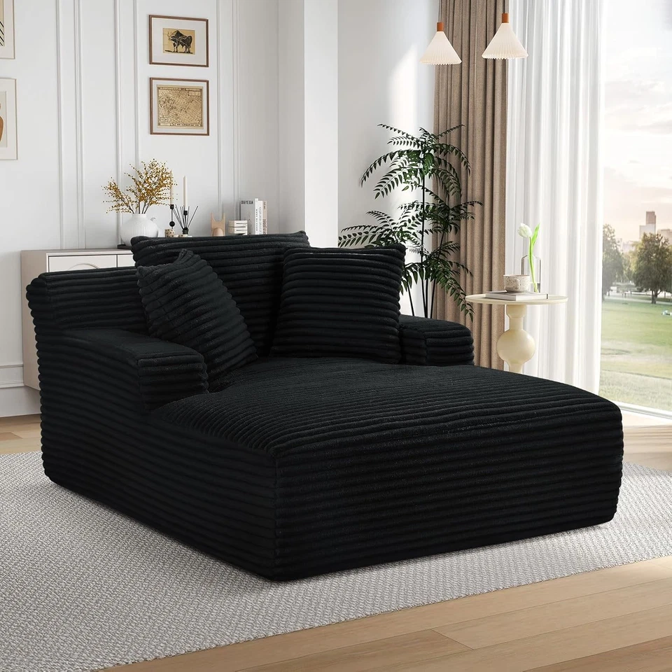 Oversized Boneless Chaise Lounge Sofa Bed Reading Chair Corduroy Cloud Couch - Image 1 of 4