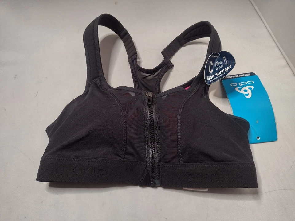 Nuevo con etiquetas Sujetador Deportivo Odlo 32C Negro Cremallera Con Aros Acolchado Espalda Corredora Correr Gimnasio JJ Foto 1 de 3