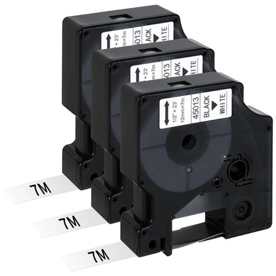 VEMFAY 3x 45013 Compatibile per Dymo Nastro 12mm x 7m Etichette D1 S0720530 Nero su
