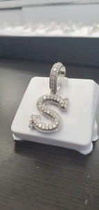 Collana con ciondolo in argento sterling 925 VVS Moissanite iniziale S - lettera lusso - Foto 1 di 6