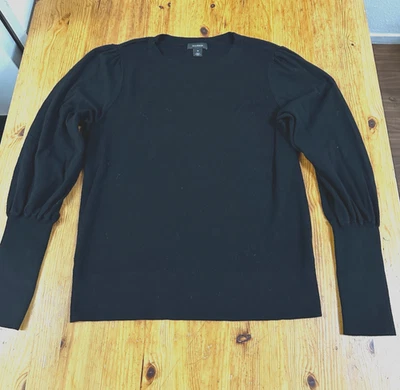 Halogen Women Sweater Rib Puff sleeve long sleeve Black size Medium - Image 1 of 4