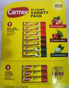 Carmex Lip Balm Variety Pack, 10 ct, 0.15 Ounce x 8 Net WT 1.2 Ounce, 1.2 Ounce - Picture 1 of 6