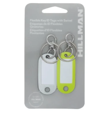 HILLMAN Metal/Plastic Assorted Colors Labeling/ID With Swivel Key Ring 2 pk - Image 1 of 3