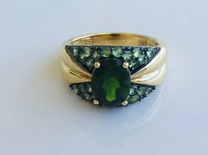 ๐HT DESIGN CHROME DIOPSIDE TSAVORITE 18K YELLOW GOLD OVER STERLING RING 7 ๐ - Picture 1 of 7