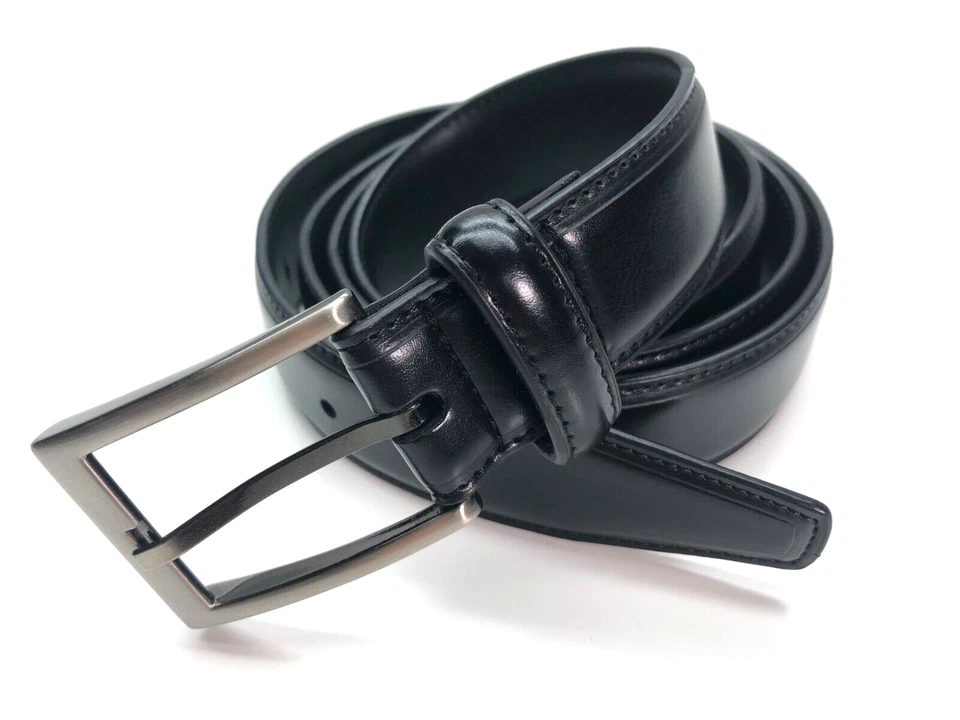 Cinturón de vestir negro sin marca para hombre talla XL 42-44 imitación cuero hebilla plateada 1 1/4" Foto 1 de 4
