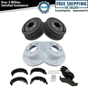 Brake Performance Rotor Ceramic Pad Drum & Shoe Front & Rear Kit for Jeep - Picture 1 of 12
