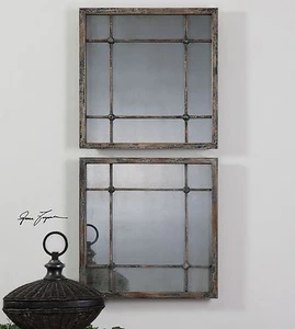 Smoked Antiqued Glass Mirror Squares Cottage | Tiled Grouping Column - Picture 1 of 2