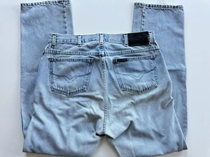 Vintage 90s Y2K Style Harley Davidson Blue Distressed Denim Jeans Men’s - Picture 1 of 15