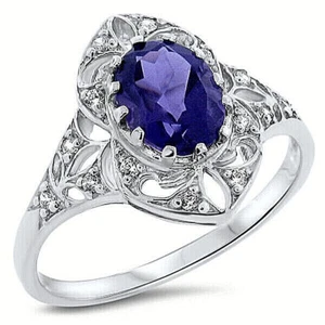 ECHTER AMETHYST 925 STERLINGSILBER FILIGRAN ANTIK STIL RING 850Z - Bild 1 von 1