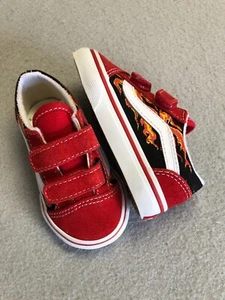 Vans Sneakers Bambino Ragazzo 5 Nuove Old Skool Inferno Fiamme Rosso Scarpe Casual - Foto 1 di 5