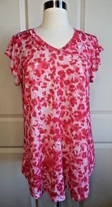Heimish U.S.A Women's Hot Pink Leopard Print Short Sleeve Top Size Medium - Picture 1 of 6