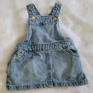 Old Navy Infant Girls Size 0-3 Months Denim Jumper Jean Dress Ruffled Back Cute! - Picture 1 of 6