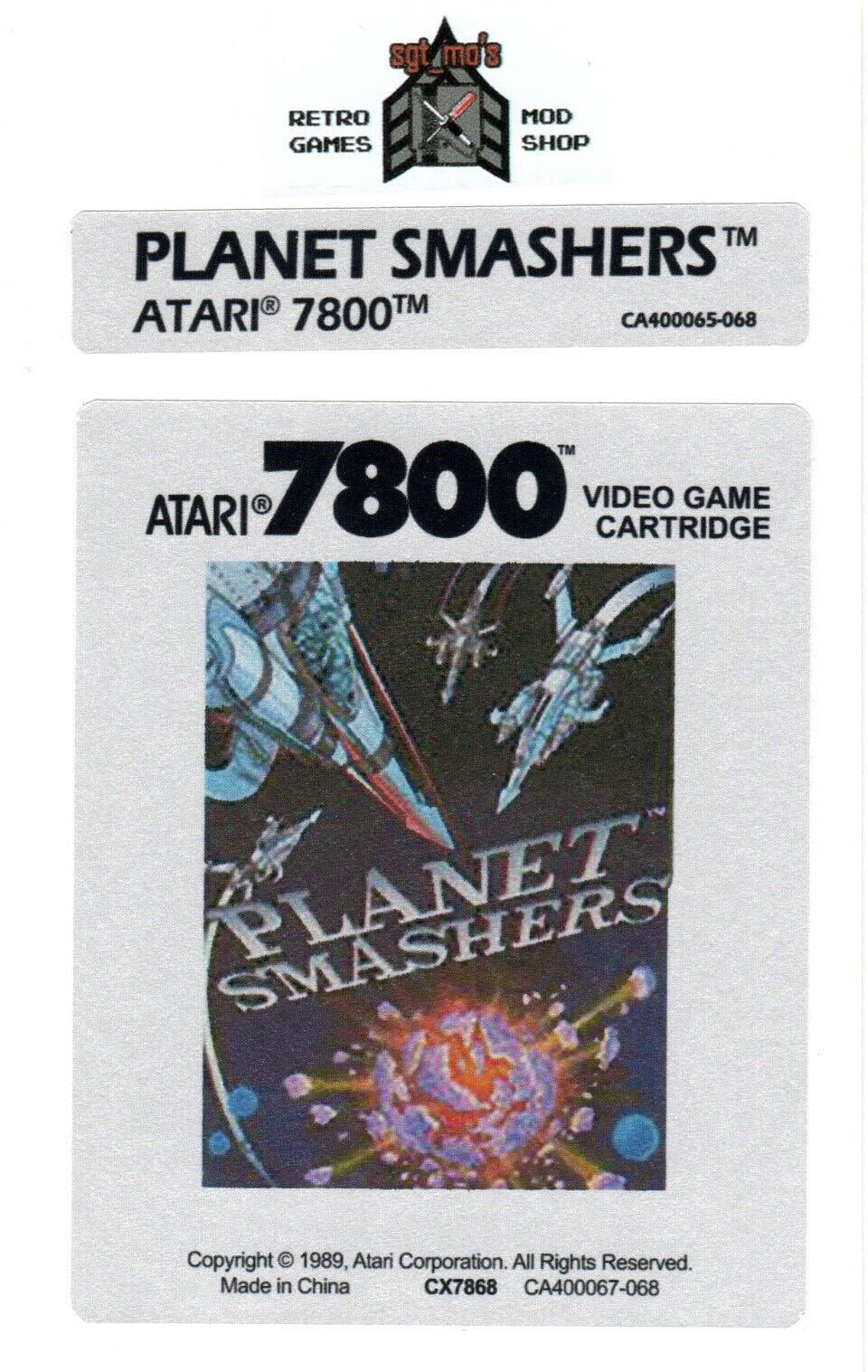 Atari 7800 Replacement Label - Planet Smashers