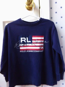 VTG RALPH LAUREN AMERICAN US FLAG T-Shirt Boys Size 5 POLO Jeans Red White Blue - Picture 1 of 18