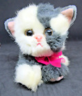 Kitty Kitty Baby Kitten Tyco 1995 Gray & White Plush Purr Rattles pink ribbon