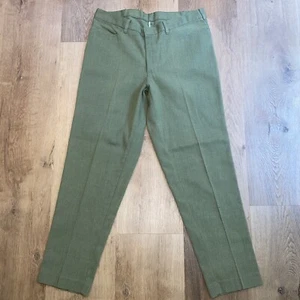 Vtg 50s 60s Pants Mens 36 30 Dress Suit Trousers Olive Tapered Atomic Midcentury - Picture 1 of 14
